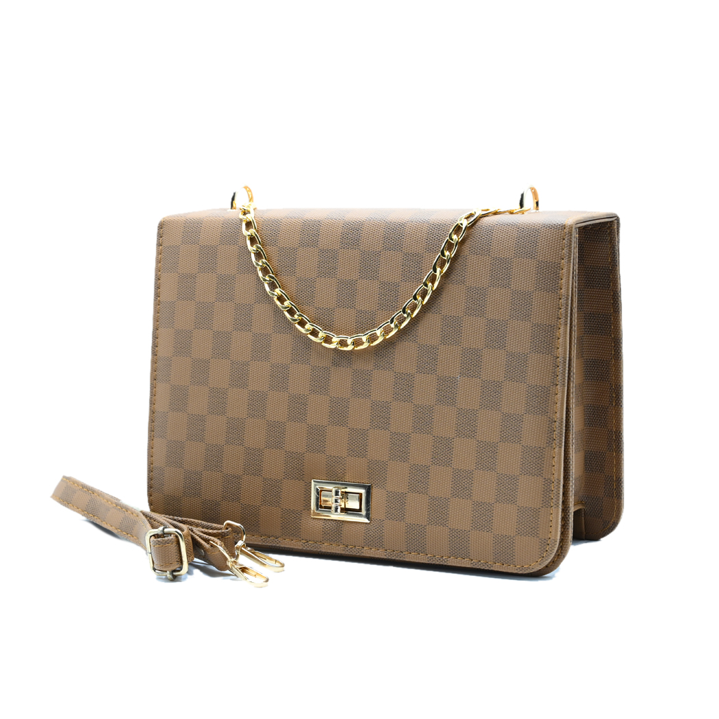 Luxury Grid Chain Bag Light Brown