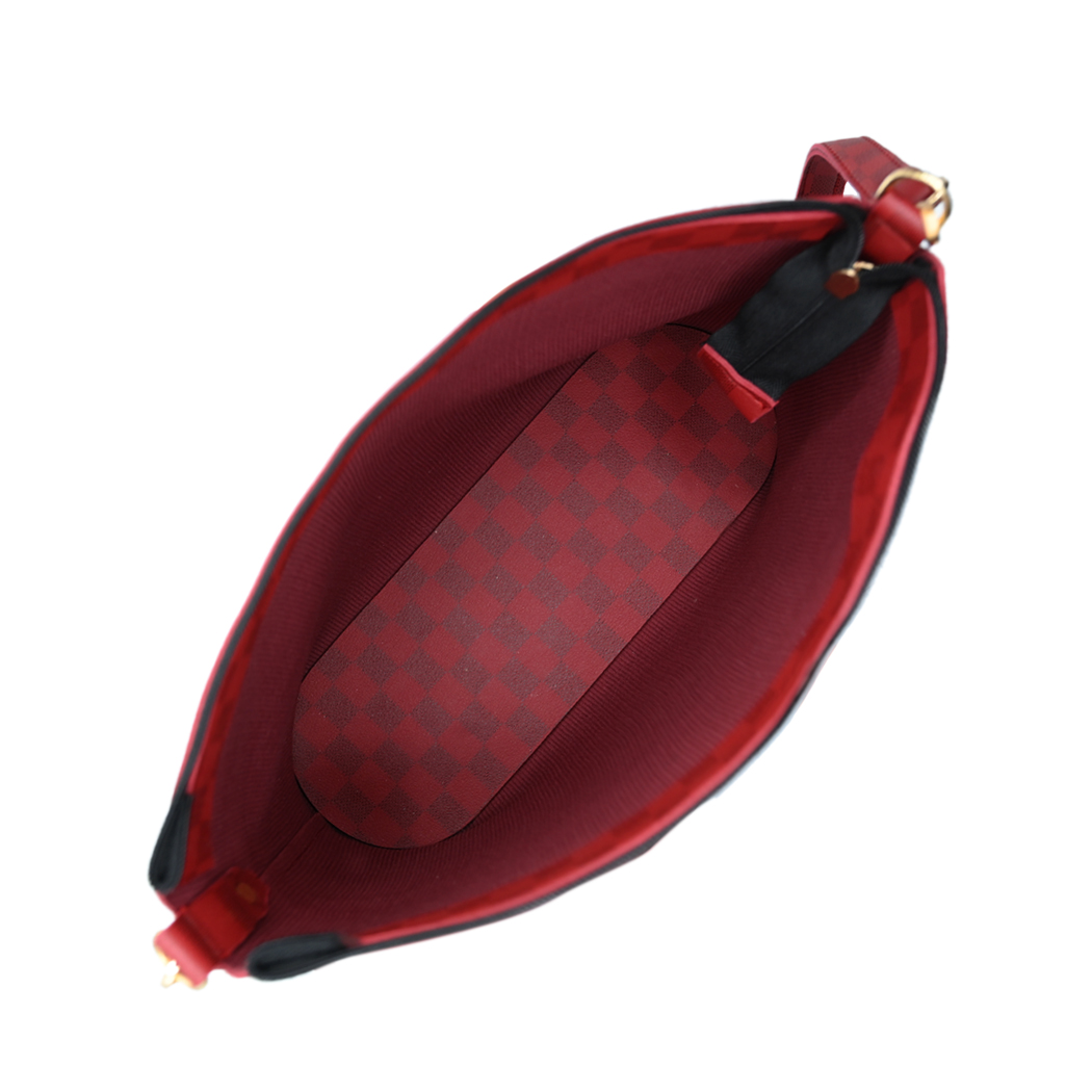 Chroma Check Shoulder Bag – Maroon Checkered Handbag with Long Strap