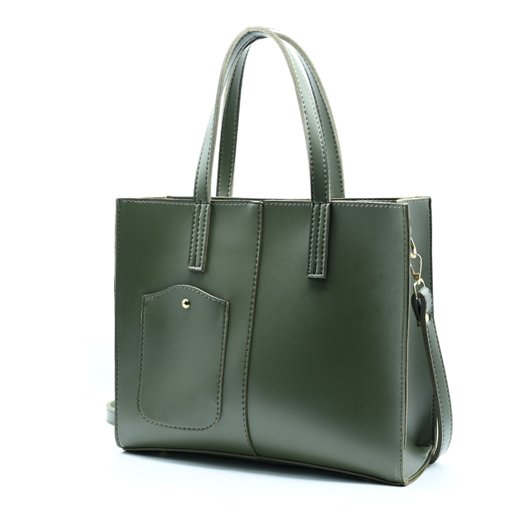 Modern Pocket Tote Olive Green