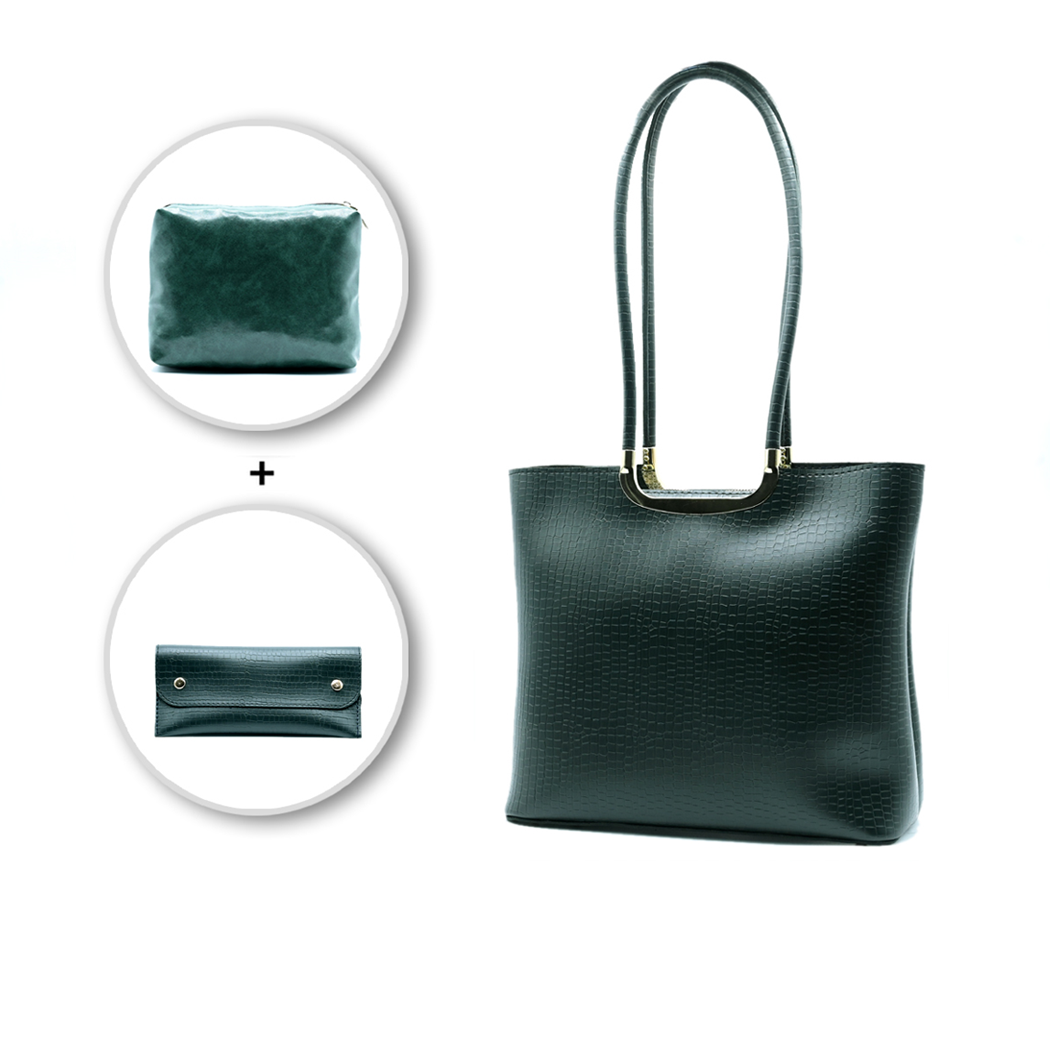 Metro Luxe Tote Set Olive Green