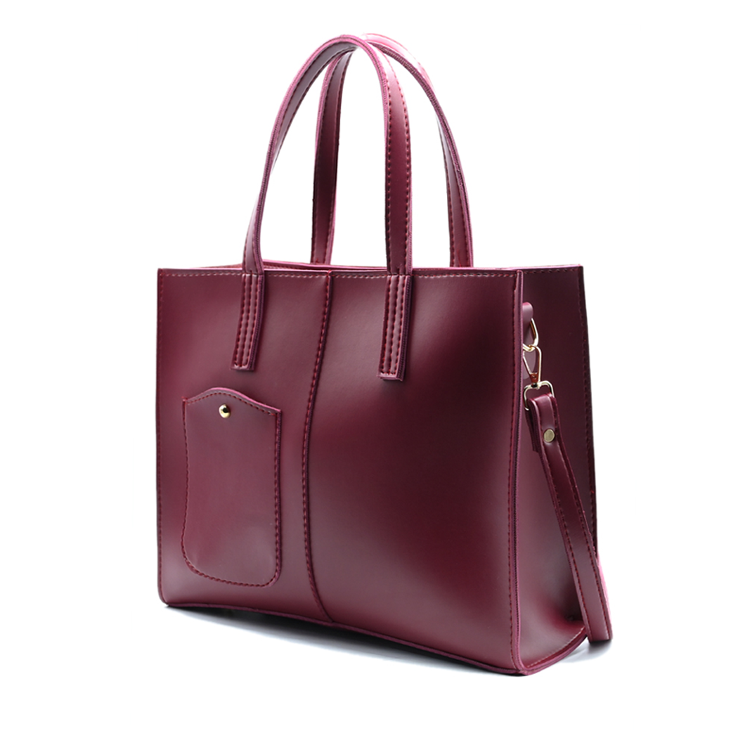Modern Pocket Tote Maroon