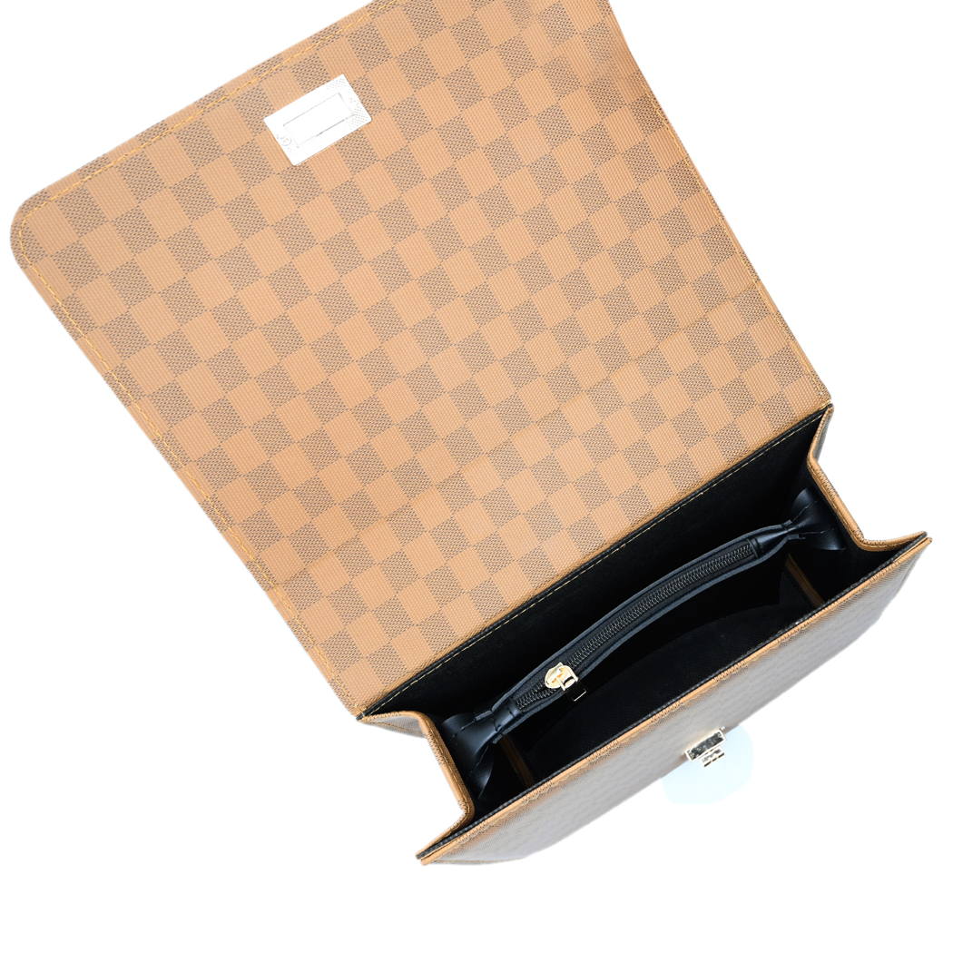 Luxury Grid Chain Bag Light Brown