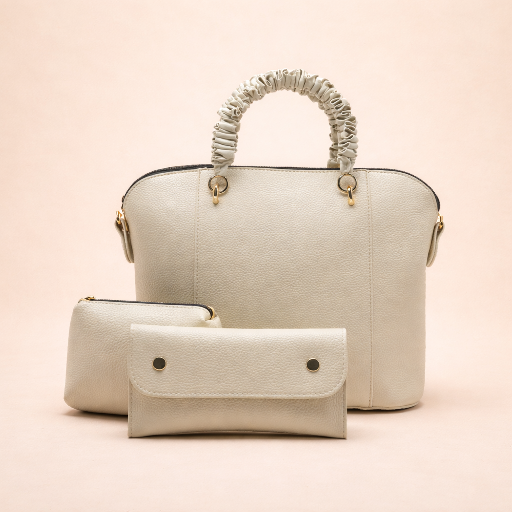3 Piece Alora Tote Bag - Beige