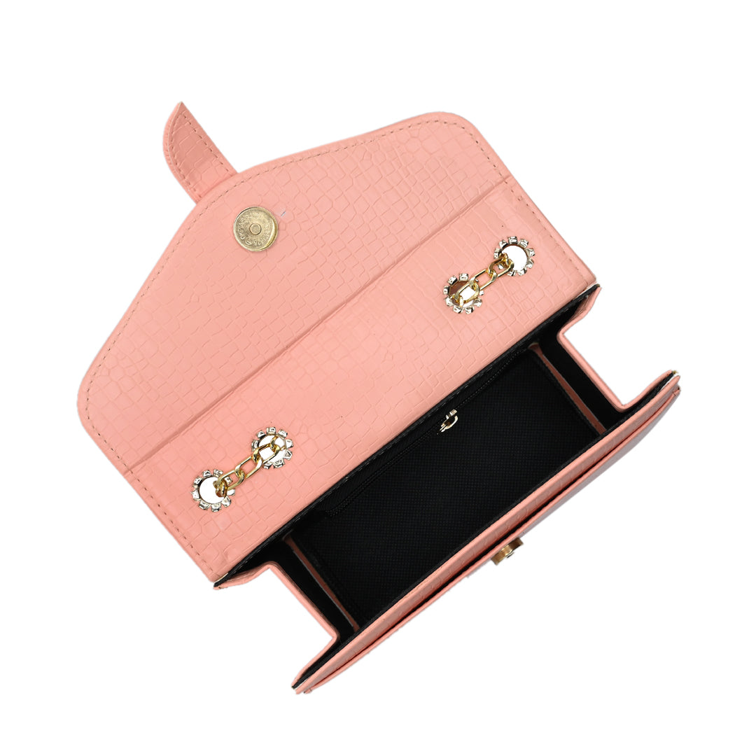 Stylisha crossbody chain bag -  Peach