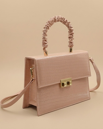 Leather Crossbody Bag - Peach