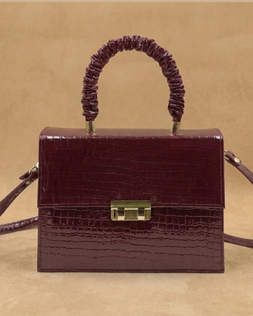 Leather Crossbody Bag - Maroon