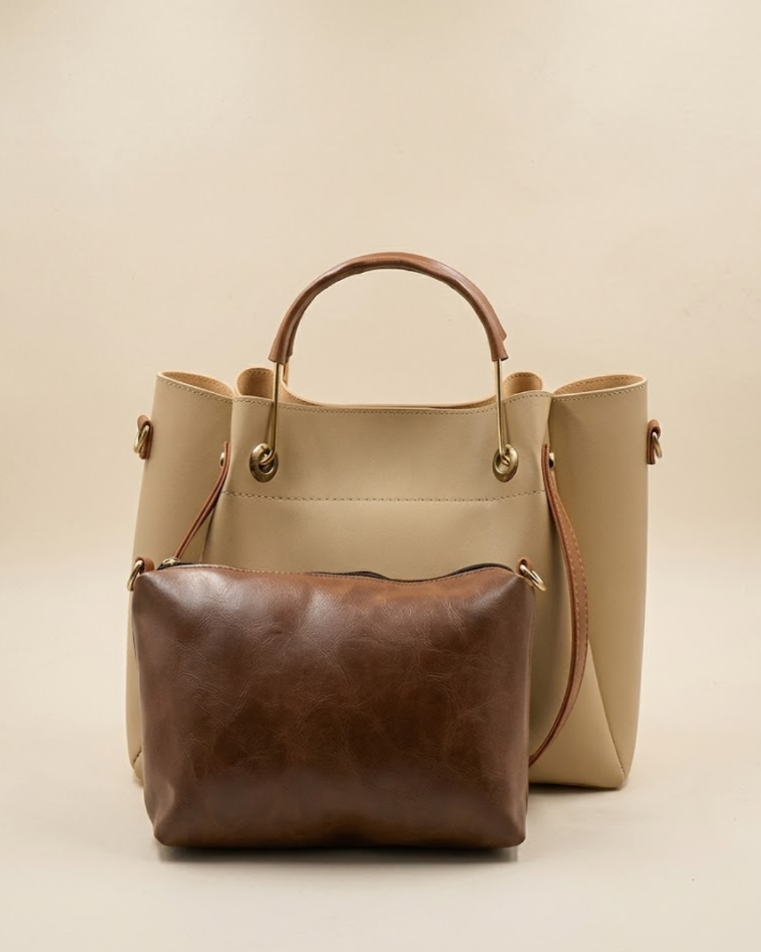 Quaint Top Handle Tote Bag - Skin Beige