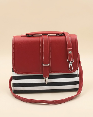 Multi Color Crossbody Bag- Black & Red