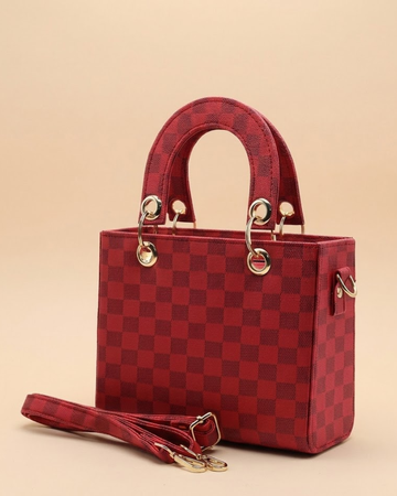 Checker Mini Crossbody Bag - Red