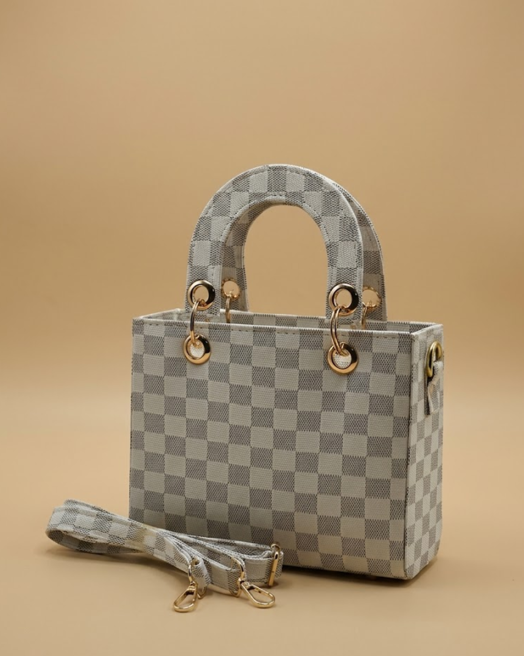 Checker Mini Crossbody Bag_ Grey