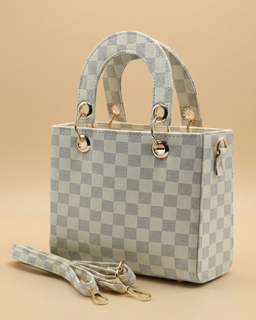 Checker Mini Crossbody - White