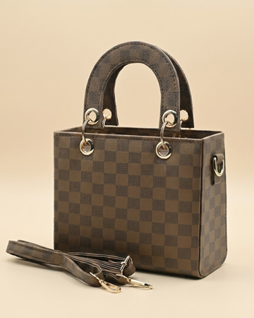 Checker Mini Crossbody - Brown