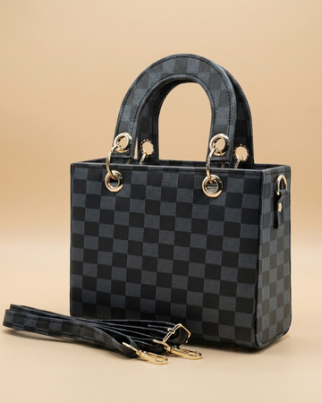 Checker Mini Crossbody Bag - Black