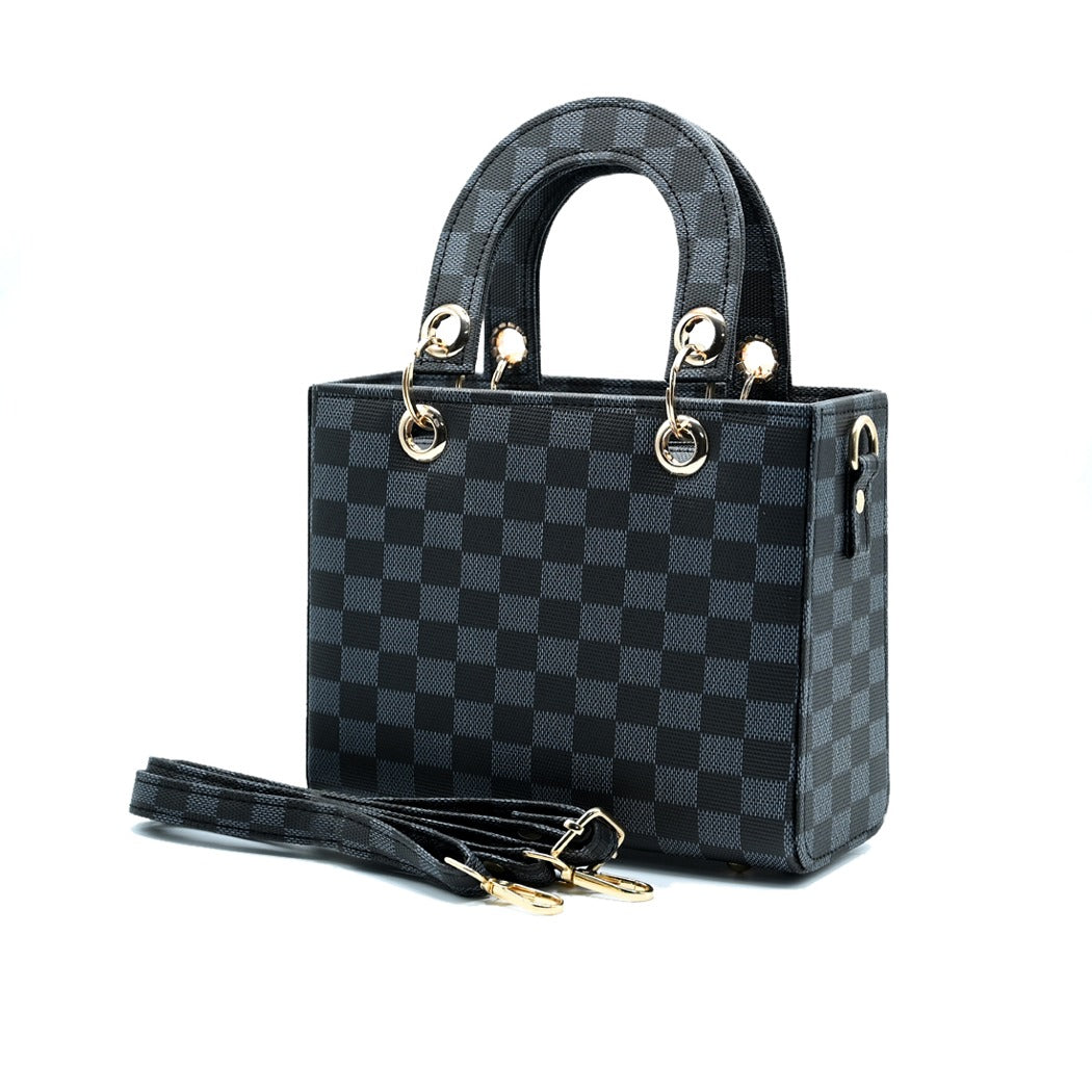 Checker Mini Crossbody Bag - Black