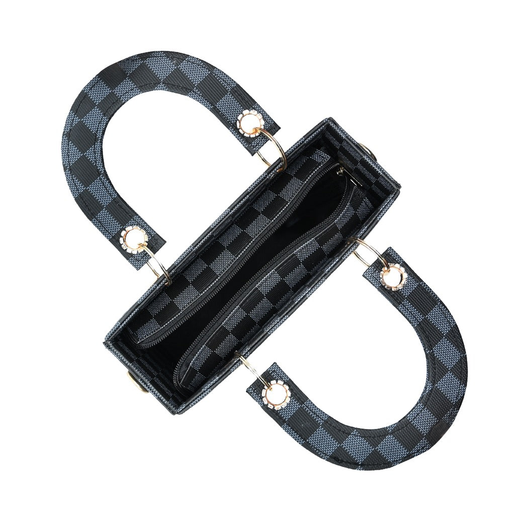 Checker Mini Crossbody Bag - Black