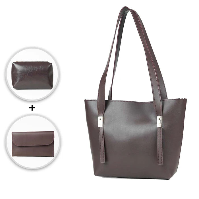 Grace Trio Handbag Set of 3 Chocolate Brown